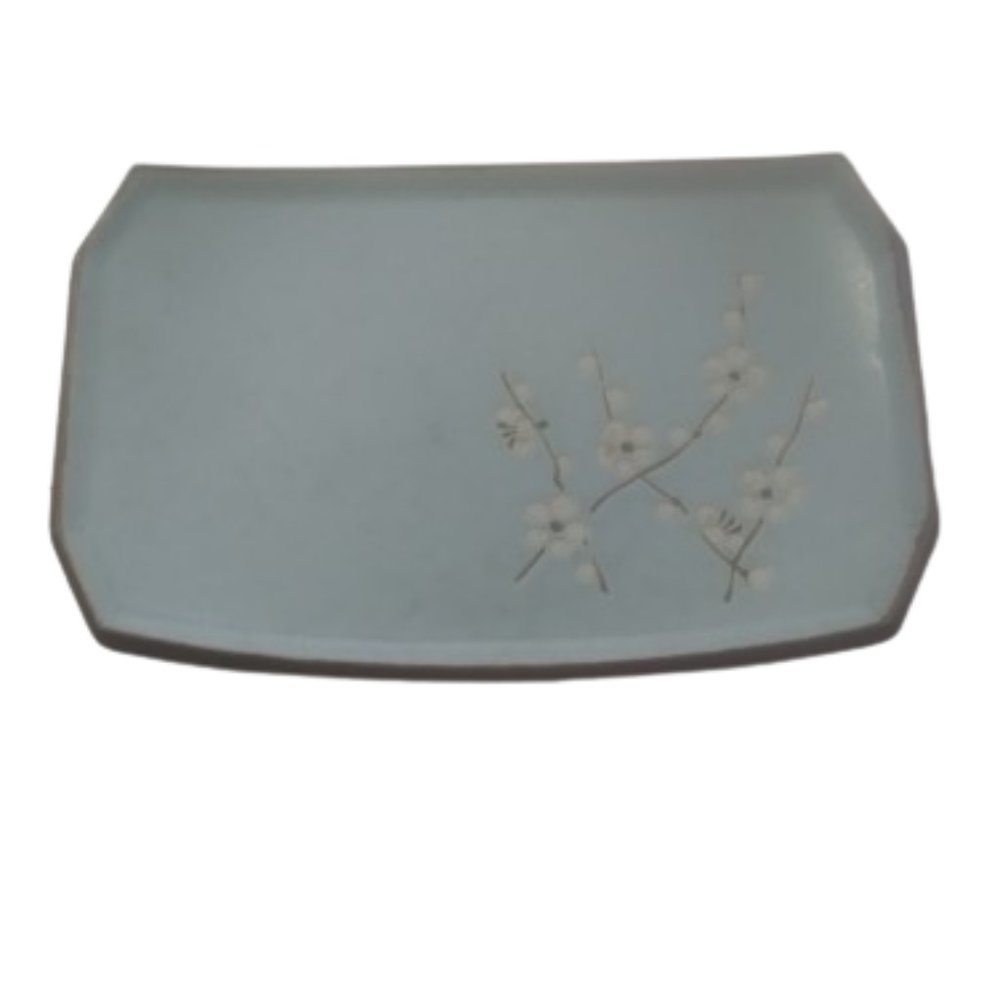 Sousaku Japanese blue cherry blossom sushi trinket soap dish vanity tray Asian